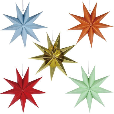 5 Faroles Papel 11.8pulg Multicolor para Navidad Boda Hogar