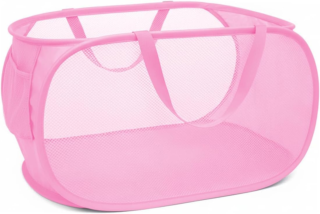 Cesta ropa plegable con asas y bolsillo malla resistente