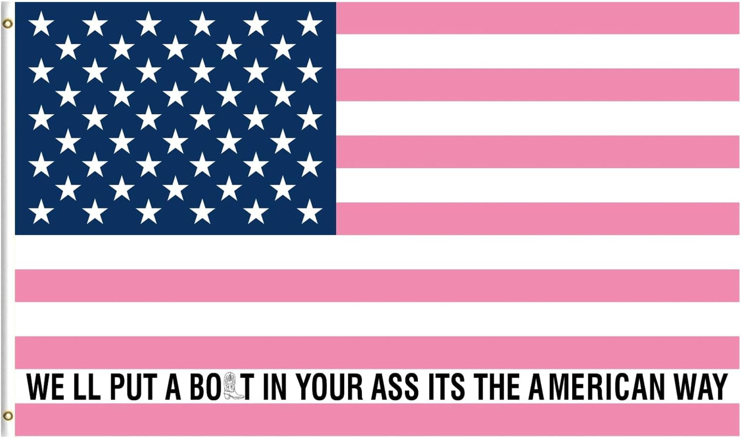 Bandera USA rosa 3x5ft texto inglés poliéster 100D