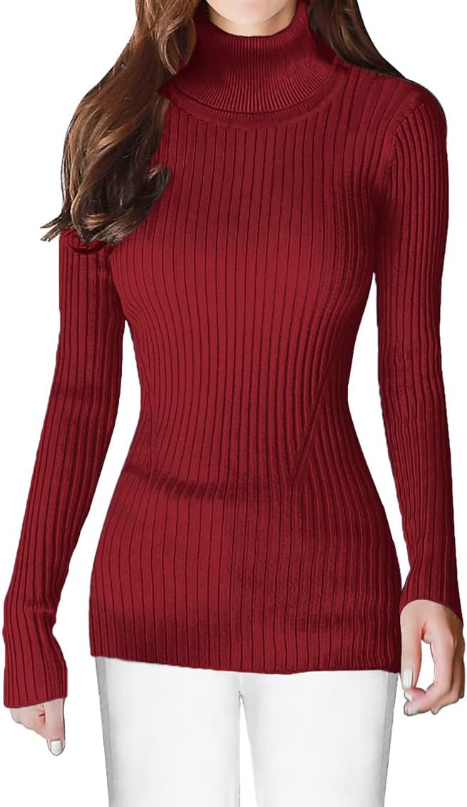 Suéter cuello alto acanalado mujer punto sexy ajustado