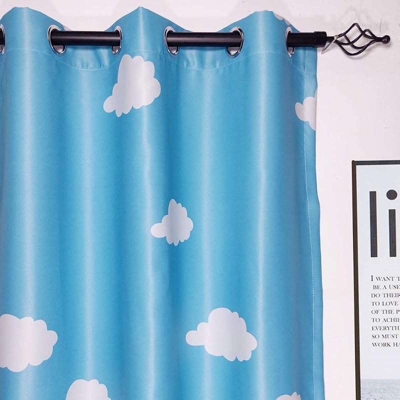 1 Cortina opaca para niños blancas y azules