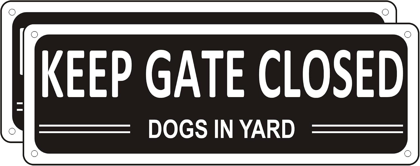 Letrero aluminio Keep Gate Closed Dogs 10x3.5" resistente