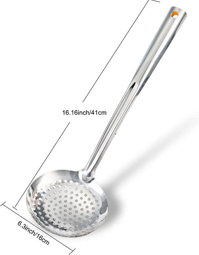 Desnatador acero inox 16cm cucharón ranurado con manija ABS