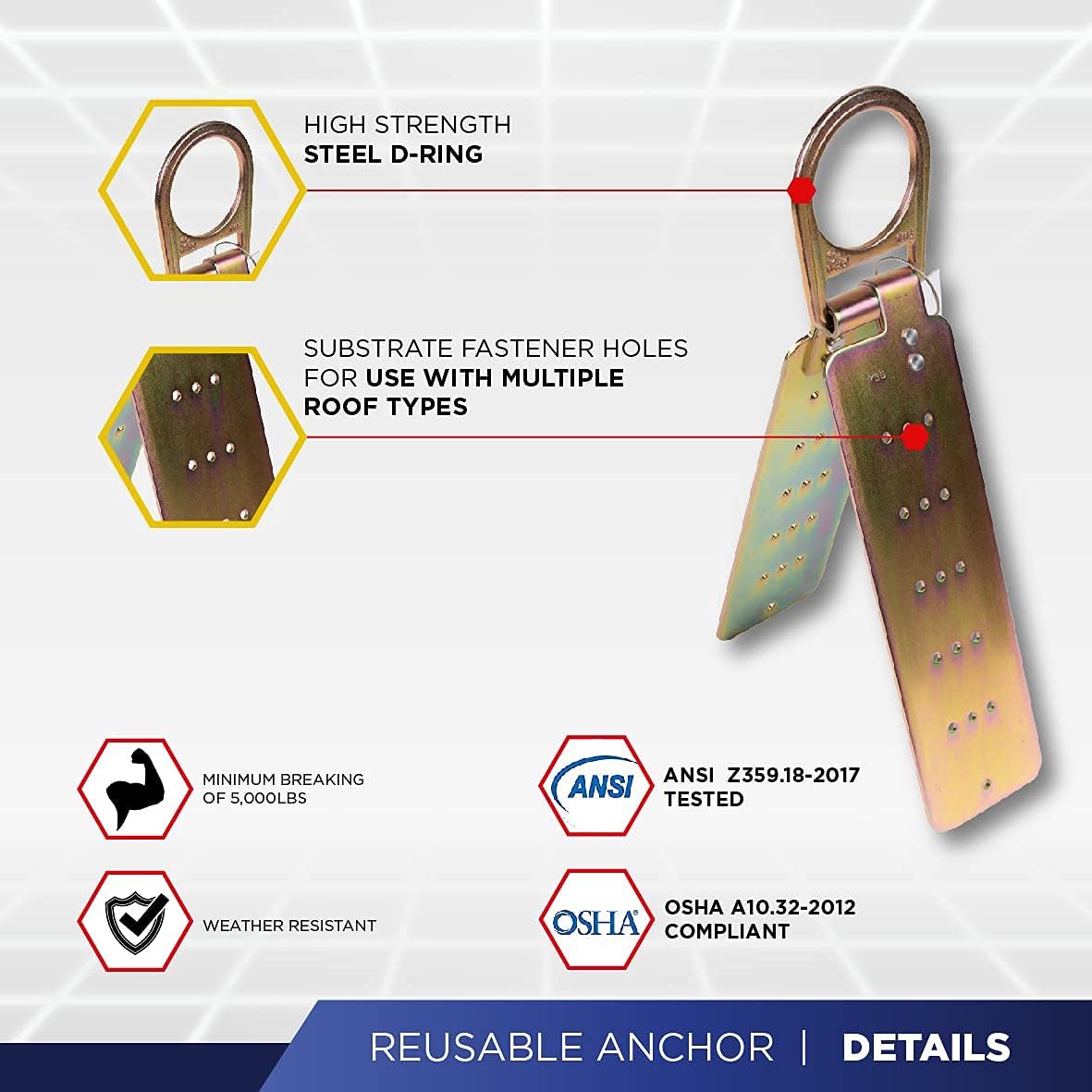 Kit cubeta seguridad techos cuerda 50pies anclaje