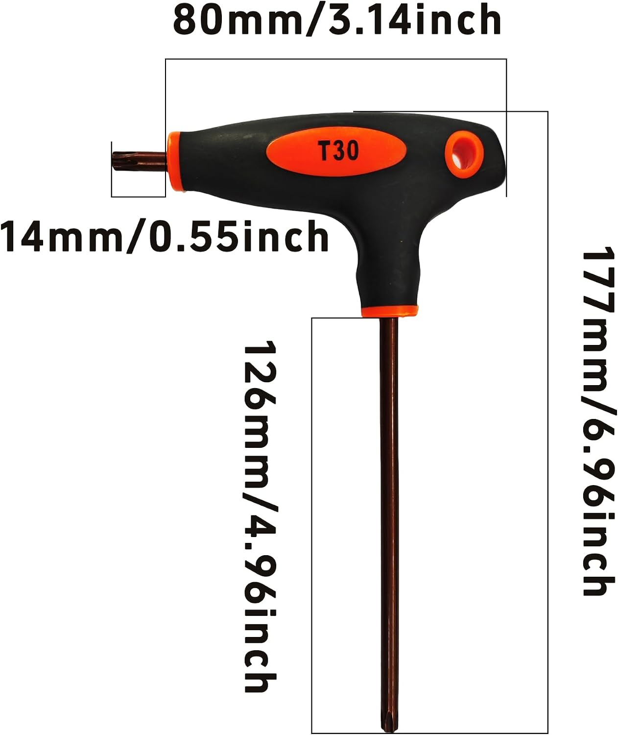 Destornillador Torx T30 acero S2 mango T doble extremo rojo