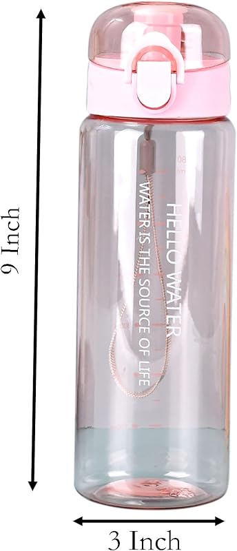 Botella agua deportiva 26oz plástico rosa transparente con popote