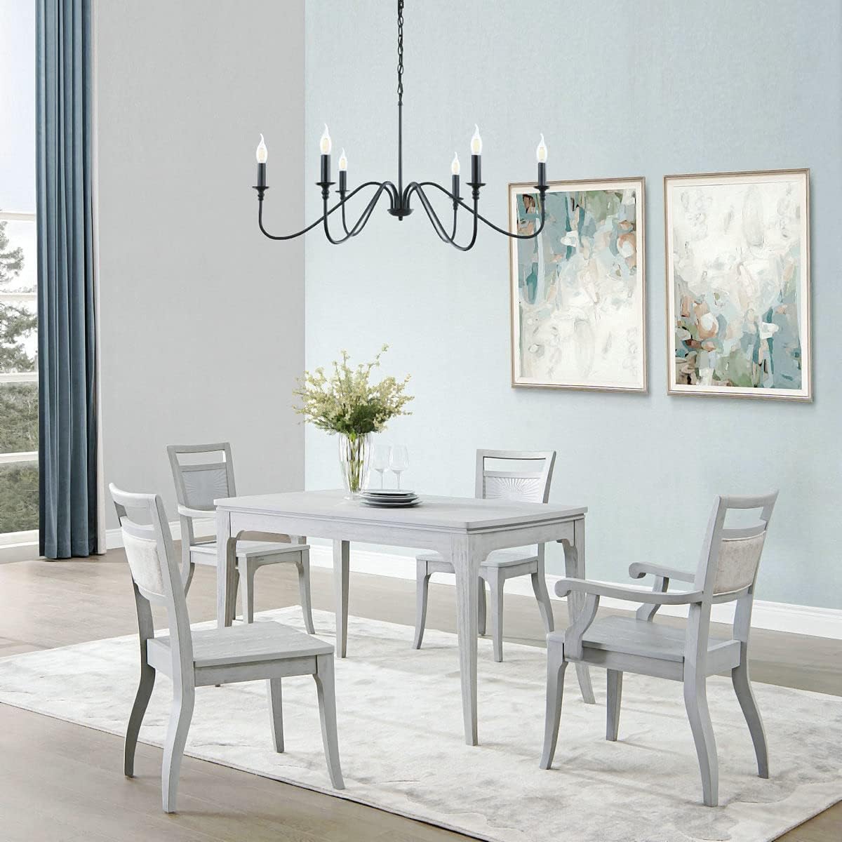 Candelabro negro 6 luces hierro industrial comedor sala