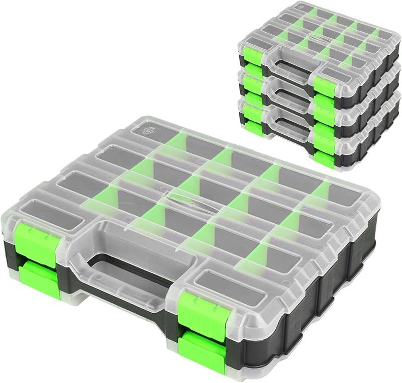 Caja herramientas 34 compartimentos doble cara con divisores