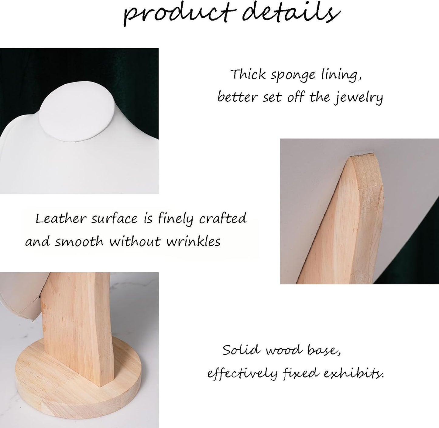 Soporte collar madera cuero suave blanco