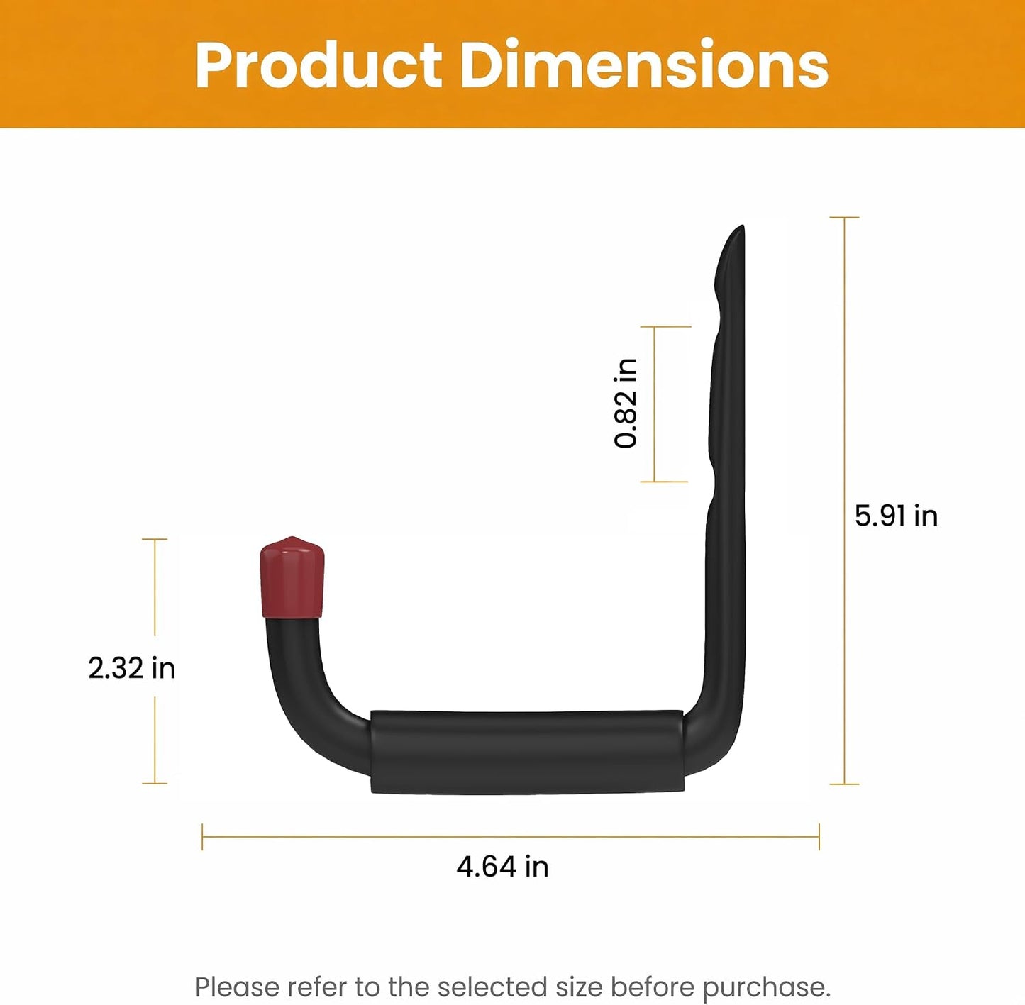 6 Ganchos Garaje Acero Espuma EVA 4.56" Colgar Bicicletas