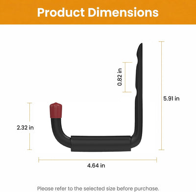 6 Ganchos Garaje Acero Espuma EVA 4.56" Colgar Bicicletas