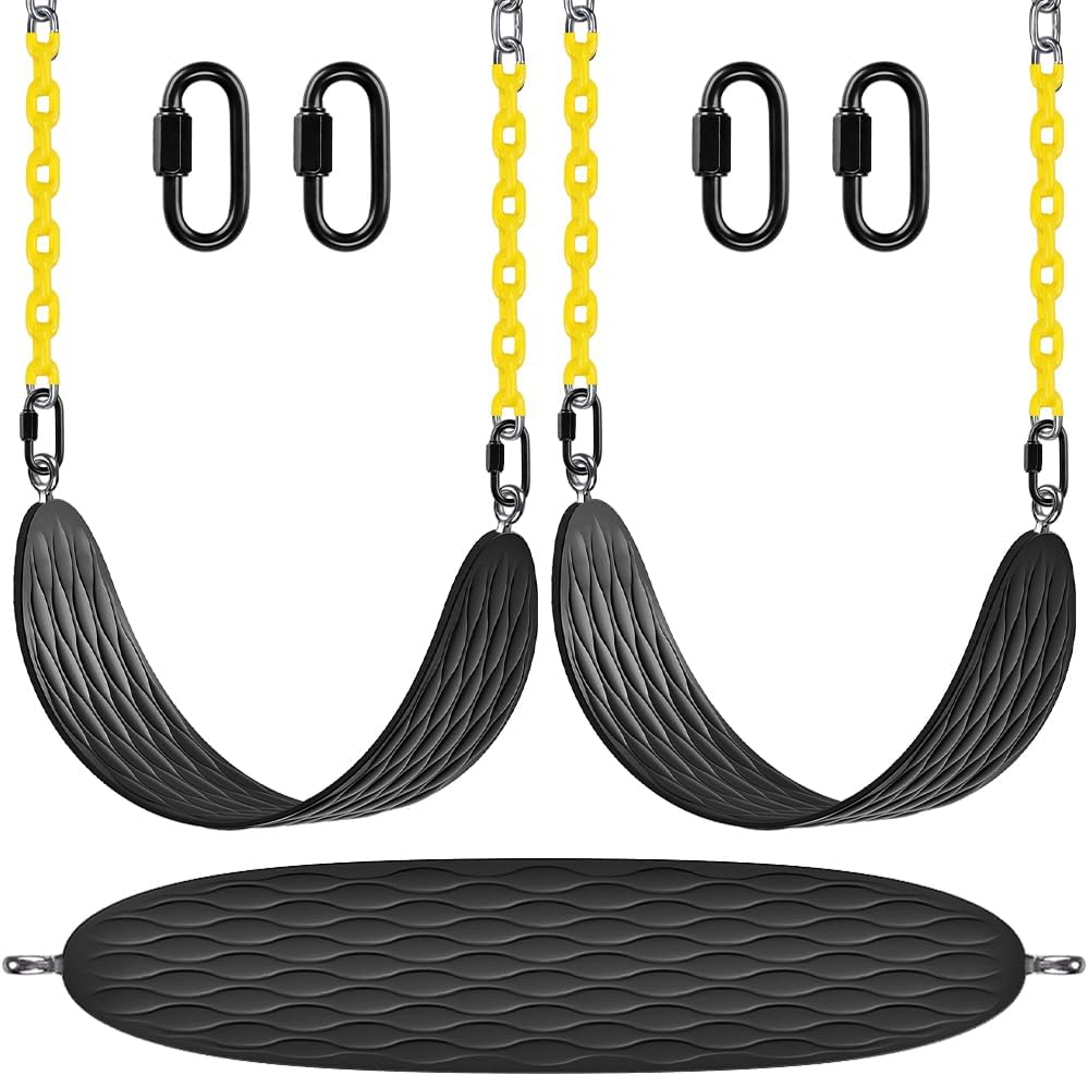 Asientos columpio resistentes set 2 cadena 66" negro