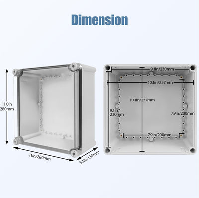Caja conexiones IP67 impermeable gris 11x11x5.1in