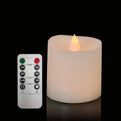 Set velas LED parpadeantes 3x3" cera real 600h temporizador
