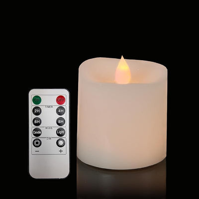 Set velas LED parpadeantes 3x3" cera real 600h temporizador