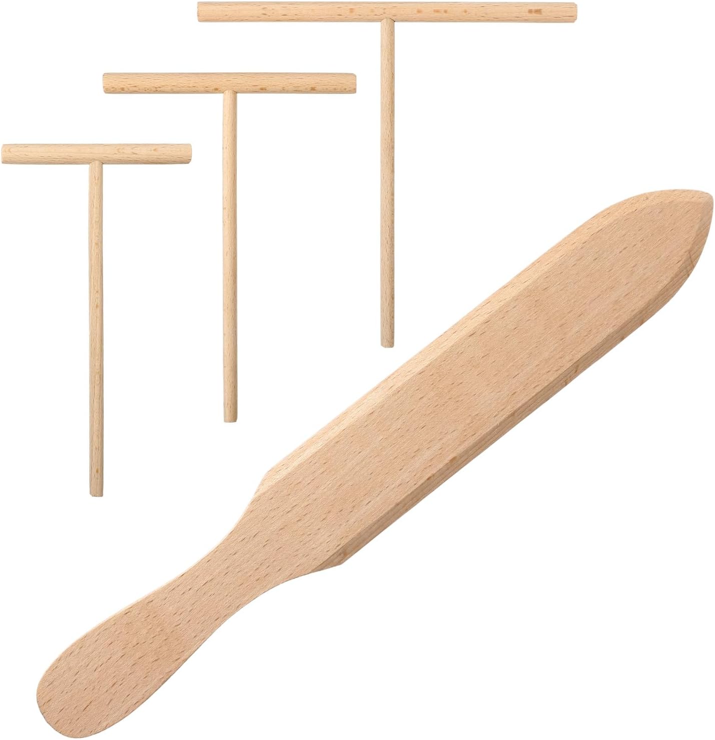 Juego 4 esparcidoras crepé madera con 3 T y volteador 13.4pulg
