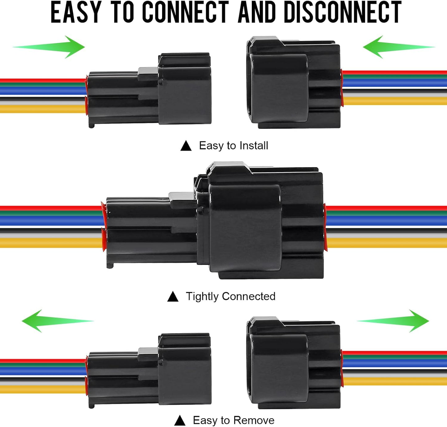 Conectores eléctricos 6 vías 16 AWG impermeables 4 set