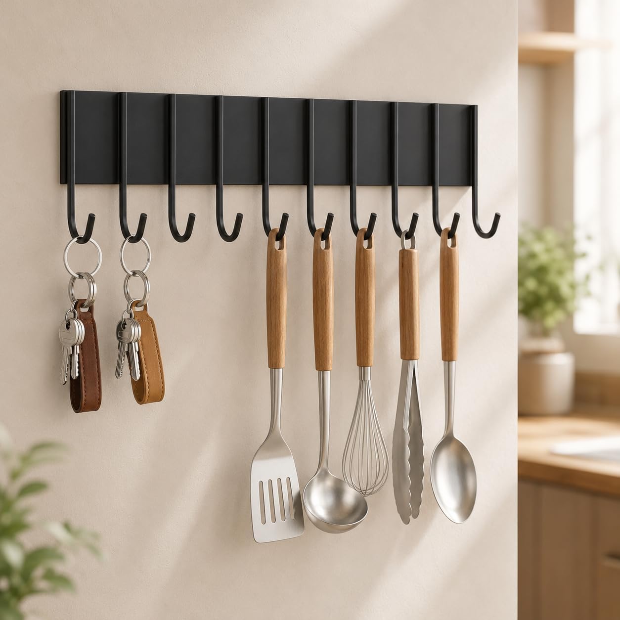 Soporte magnético para llaves con 10 ganchos pared