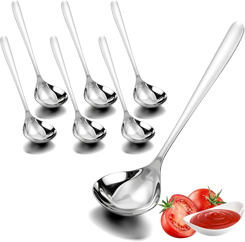 6 Cucharones Acero Inox 8.2pulg para Salsa Plateado