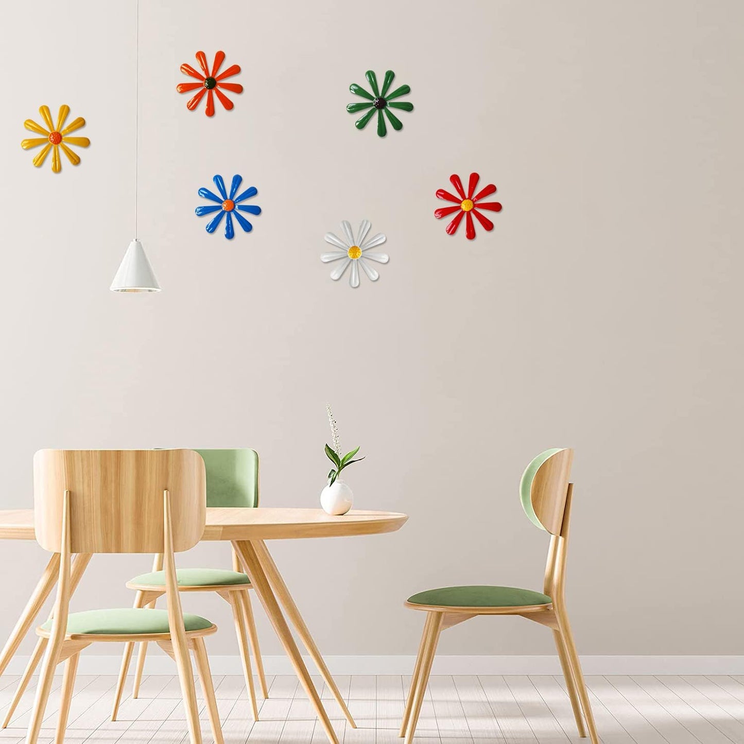 Set 12 Pzas Adornos Metal Flores Pared Sala Estar