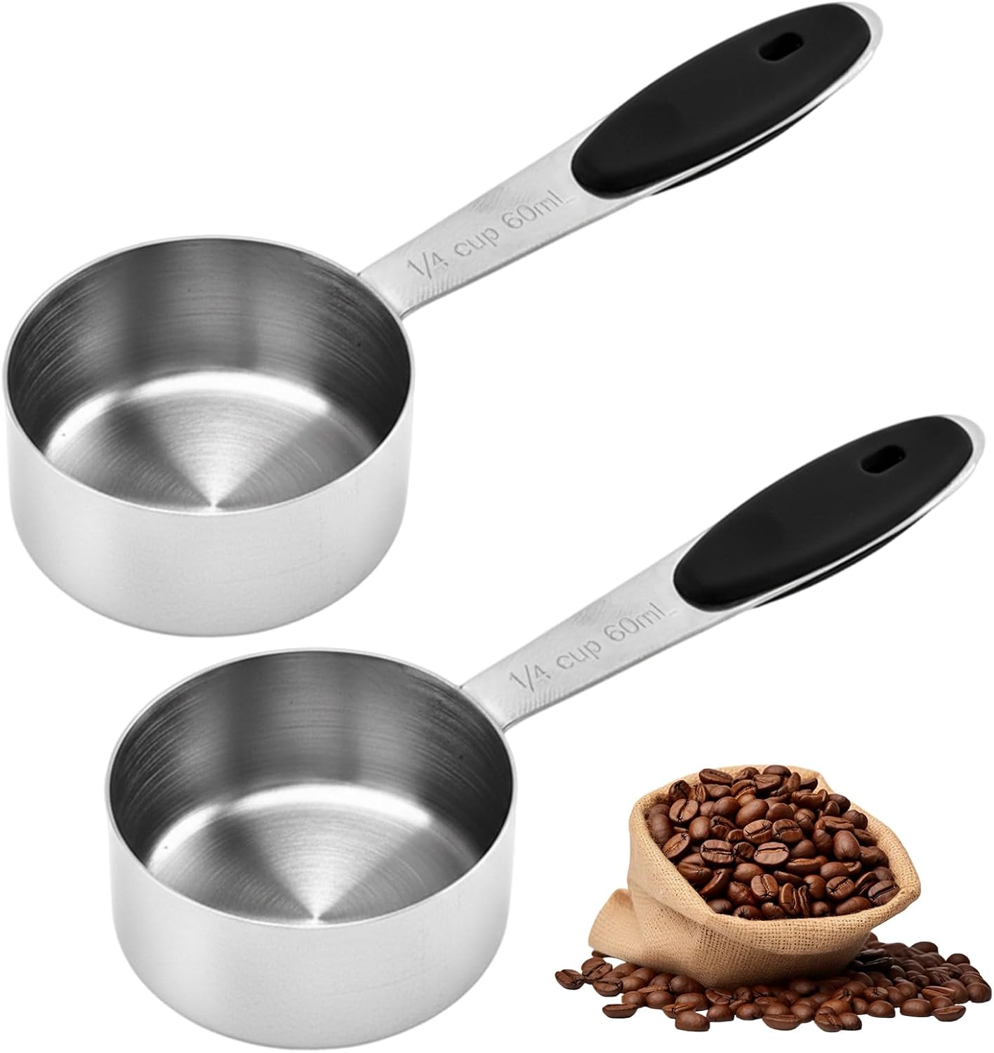 2 Pzas Cucharas Acero Inox 1/4 Taza Mango Morado