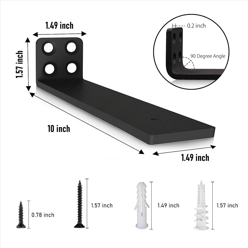 Soportes flotantes para estantes 10" pack 6