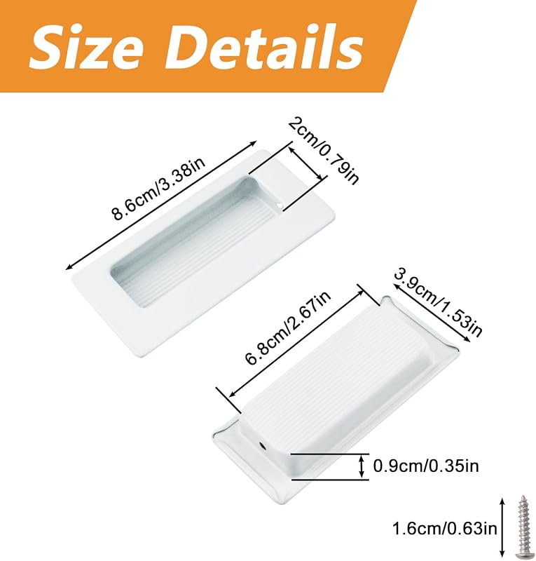 Manija oculta empotrada acero inox 8uds blanco