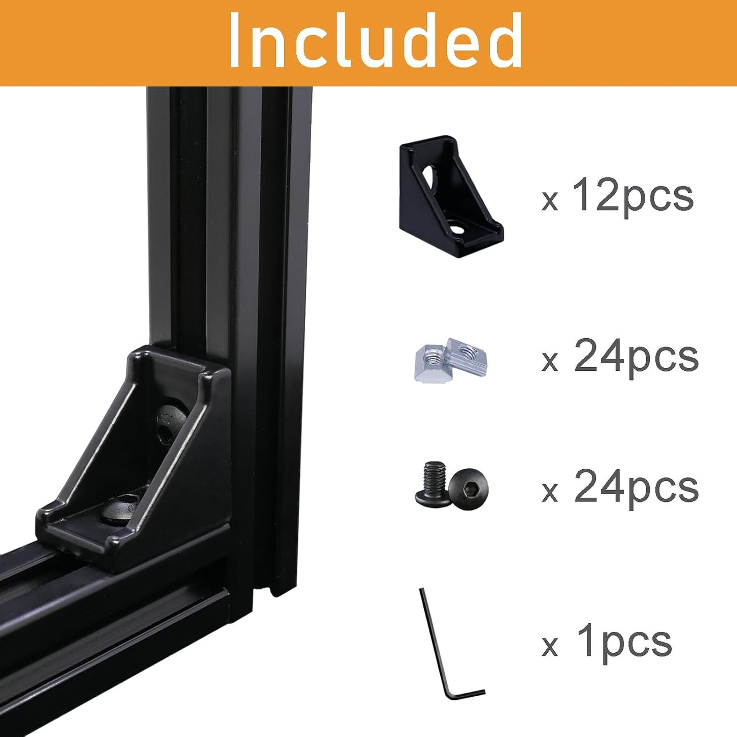 12 Set Conectores Aluminio 2020 con 24 Tuercas T y S