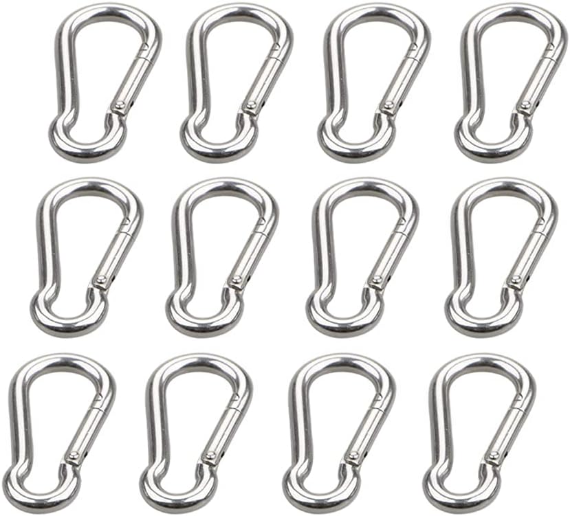 Mosquetón acero inox 304 resorte para hamaca perro plateado