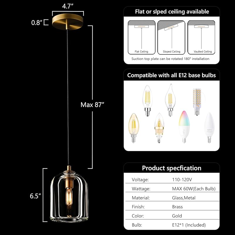 Lámpara colgante cristal latón ajustable para isla cocina