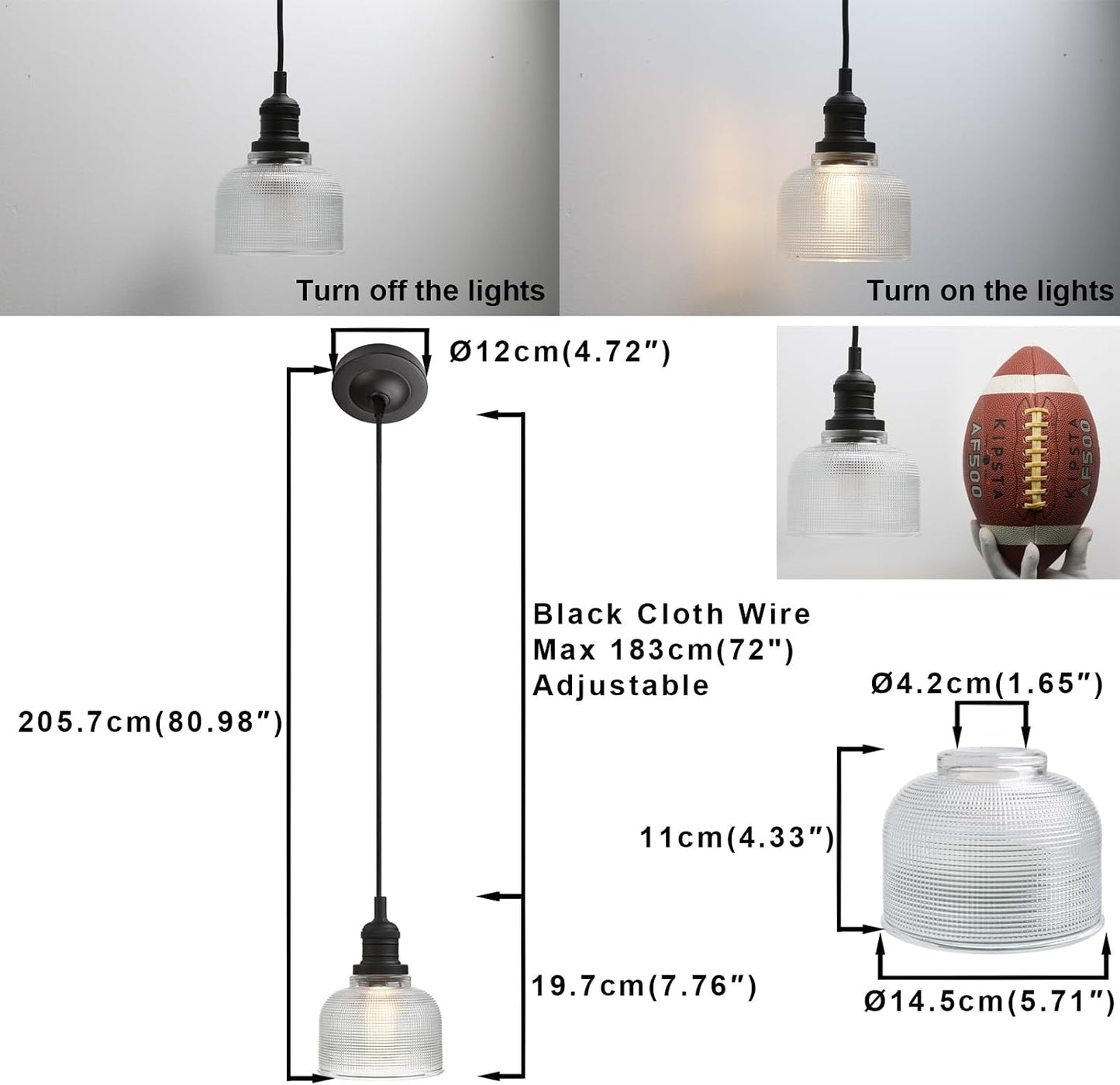 Lámpara colgante vintage pantalla rayas luz Edison