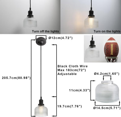 Lámpara colgante vintage pantalla rayas luz Edison