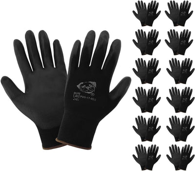 Guantes trabajo poliuretano antiestáticos negros 12 pares