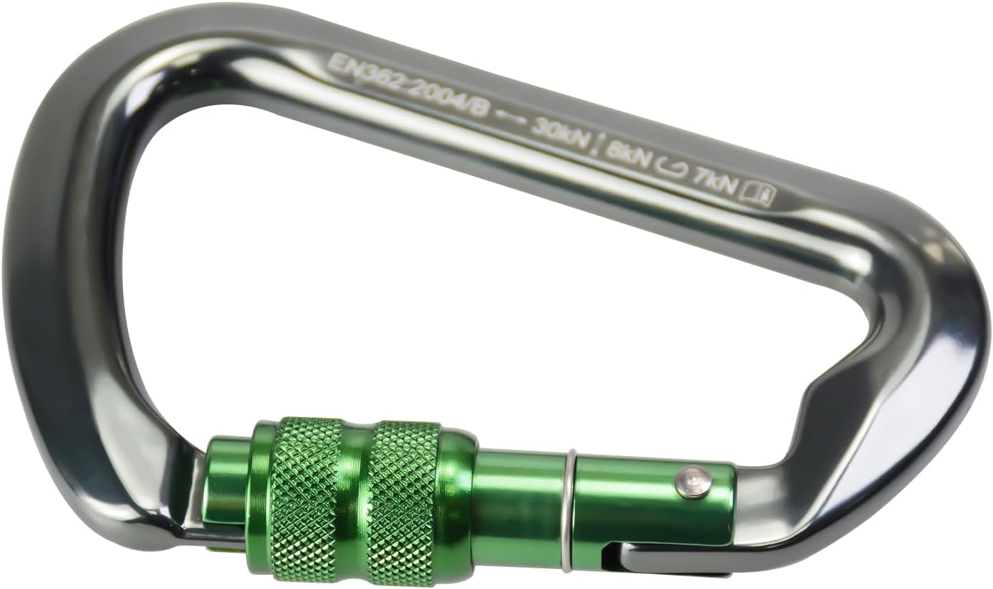 Mosquetón escalada bloqueo 30kN clip profesional resistente