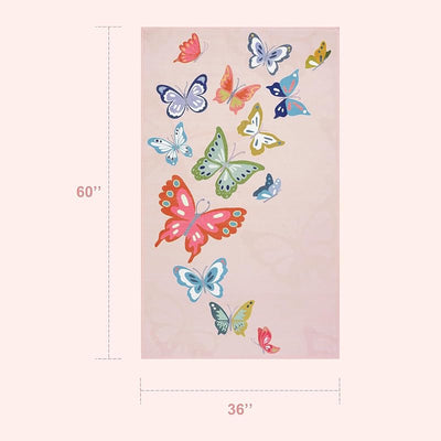 Alfombra antiderrap mariposa 3x5ft para dormitorio niña