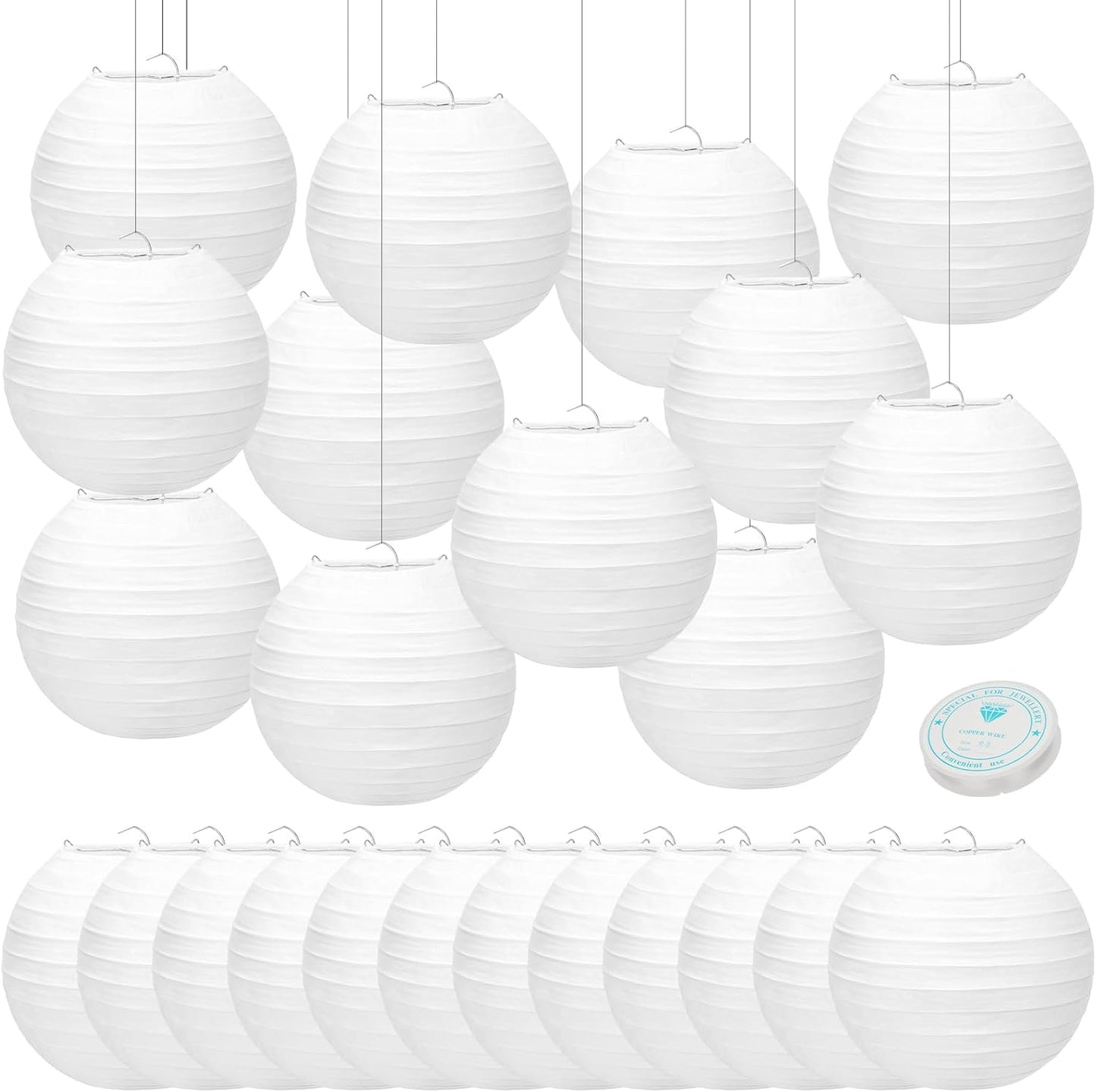 24 Linternas papel blanco 6pulg colgantes decoración bodas fiestas