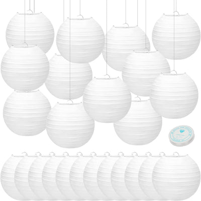 24 Linternas papel blanco 6pulg colgantes decoración bodas fiestas