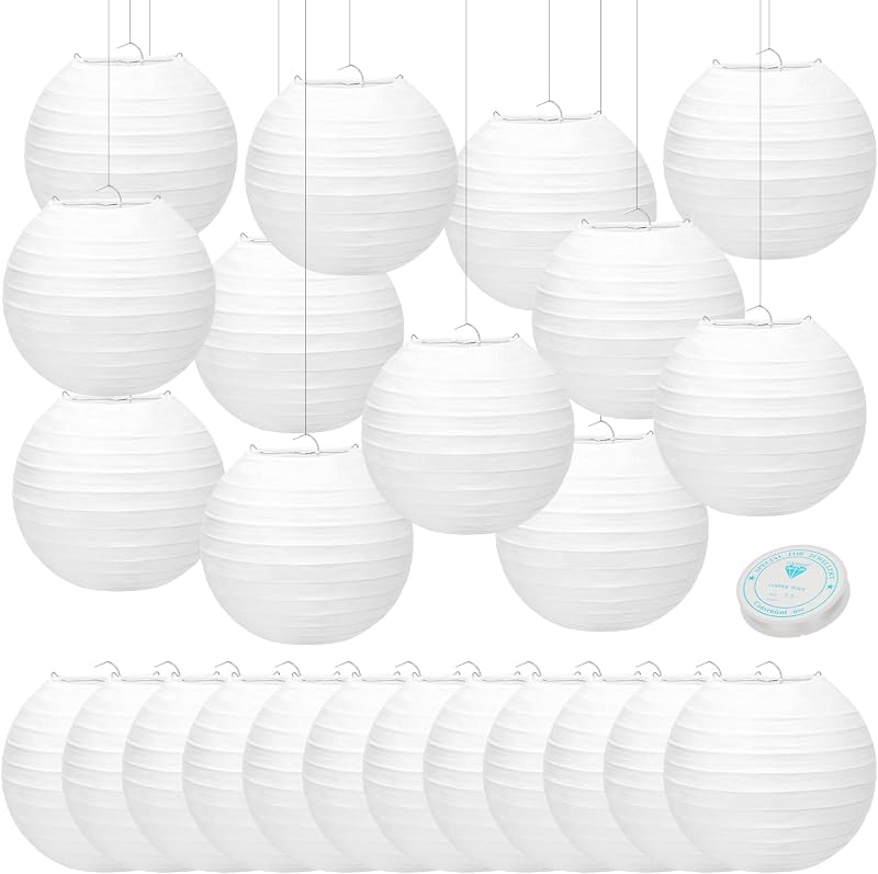 24 Linternas papel blanco 6pulg colgantes decoración bodas fiestas