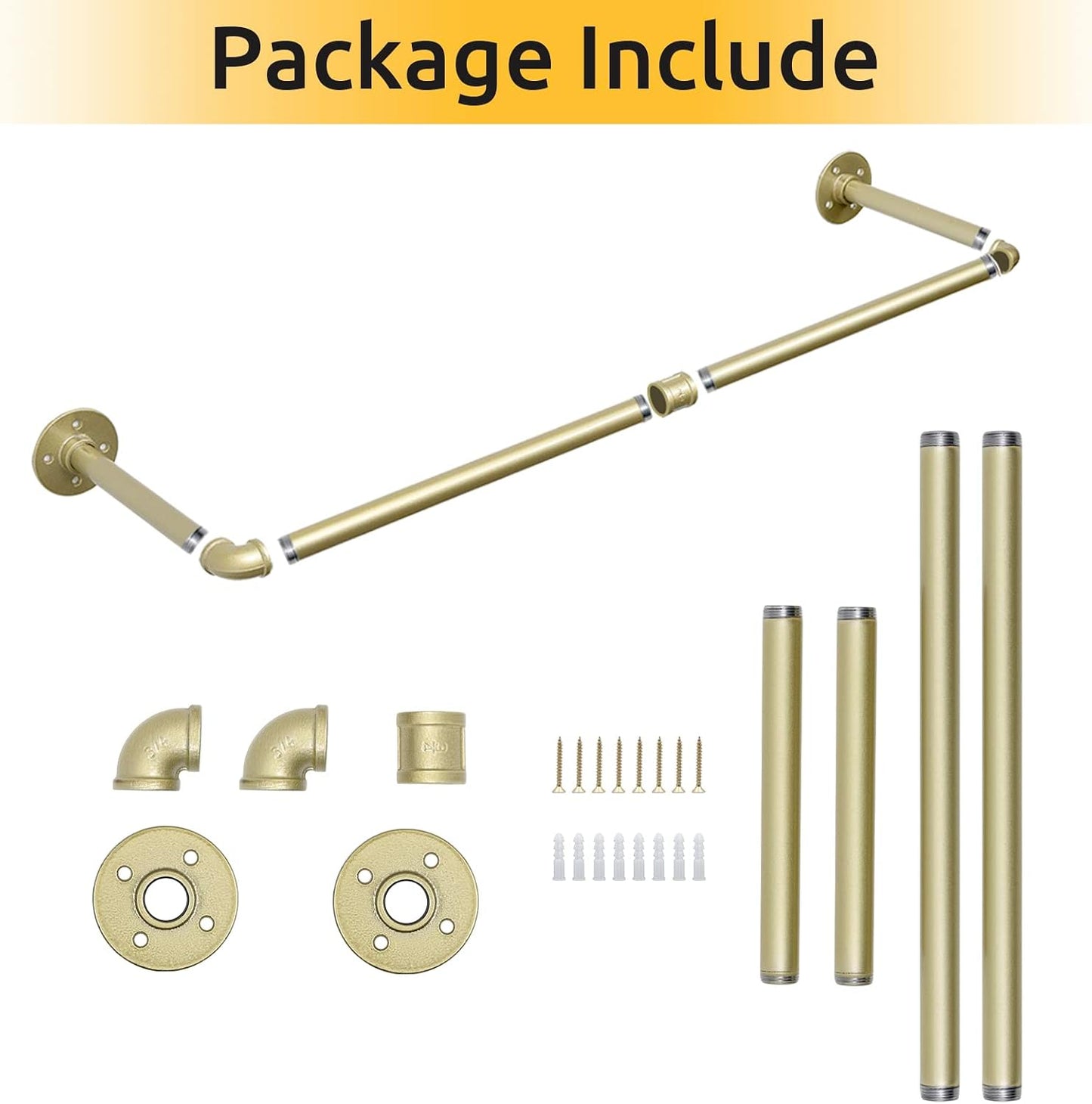 Perchero industrial dorado 36" para armario 135lb