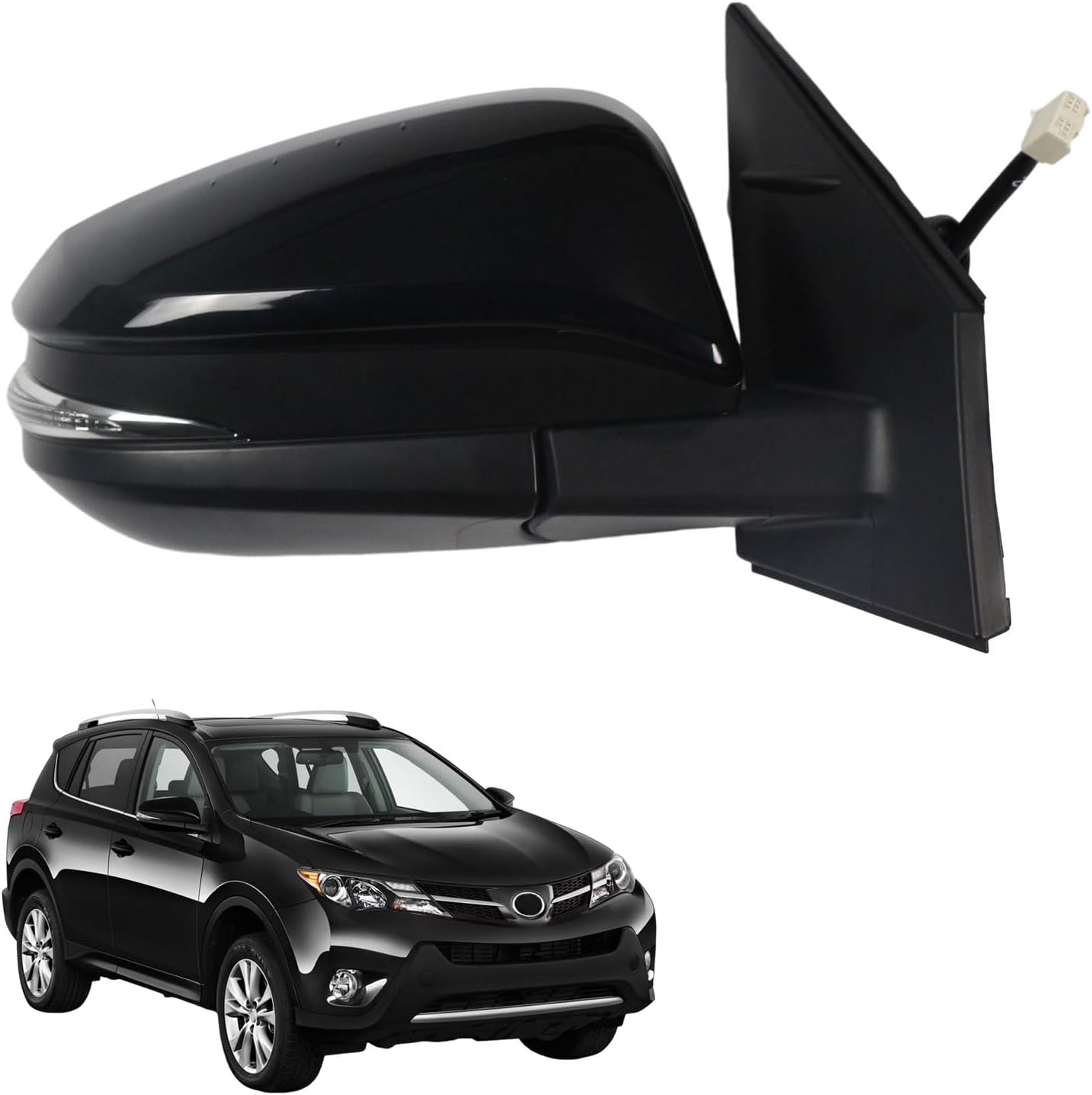 Espejo lateral pasajero negro 8 pines para Toyota RAV4