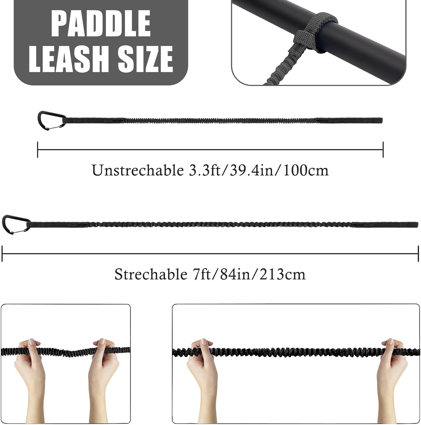 Correas elásticas para tabla remo kayak 3.3-7ft con mosquetón