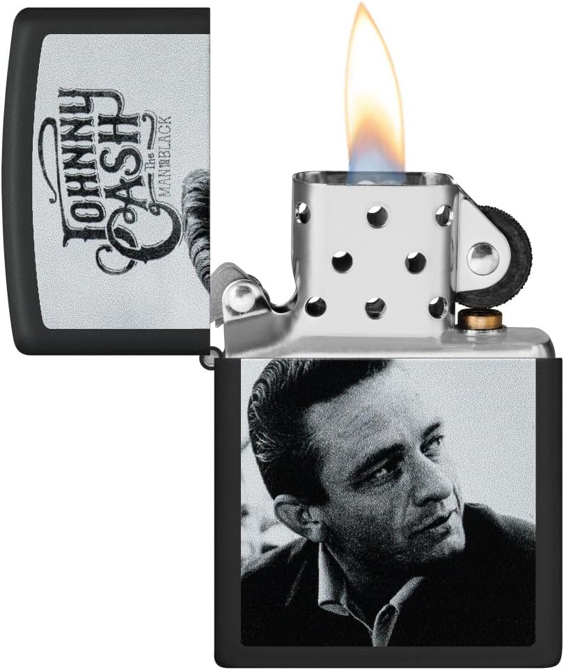 Encendedor bolsillo negro mate Johnny Cash