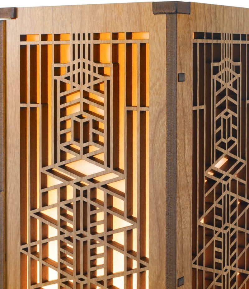 Lámpara madera cerezo Frank Lloyd Wright Robie Art Glass