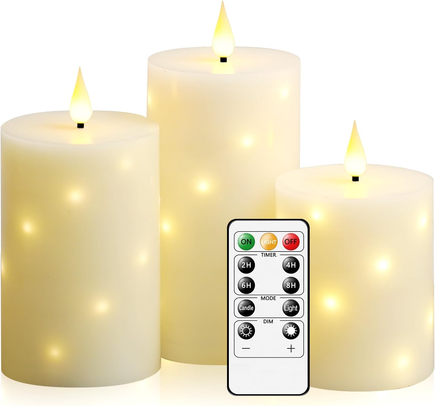 Velas LED sin llama con estrella cadena control remoto