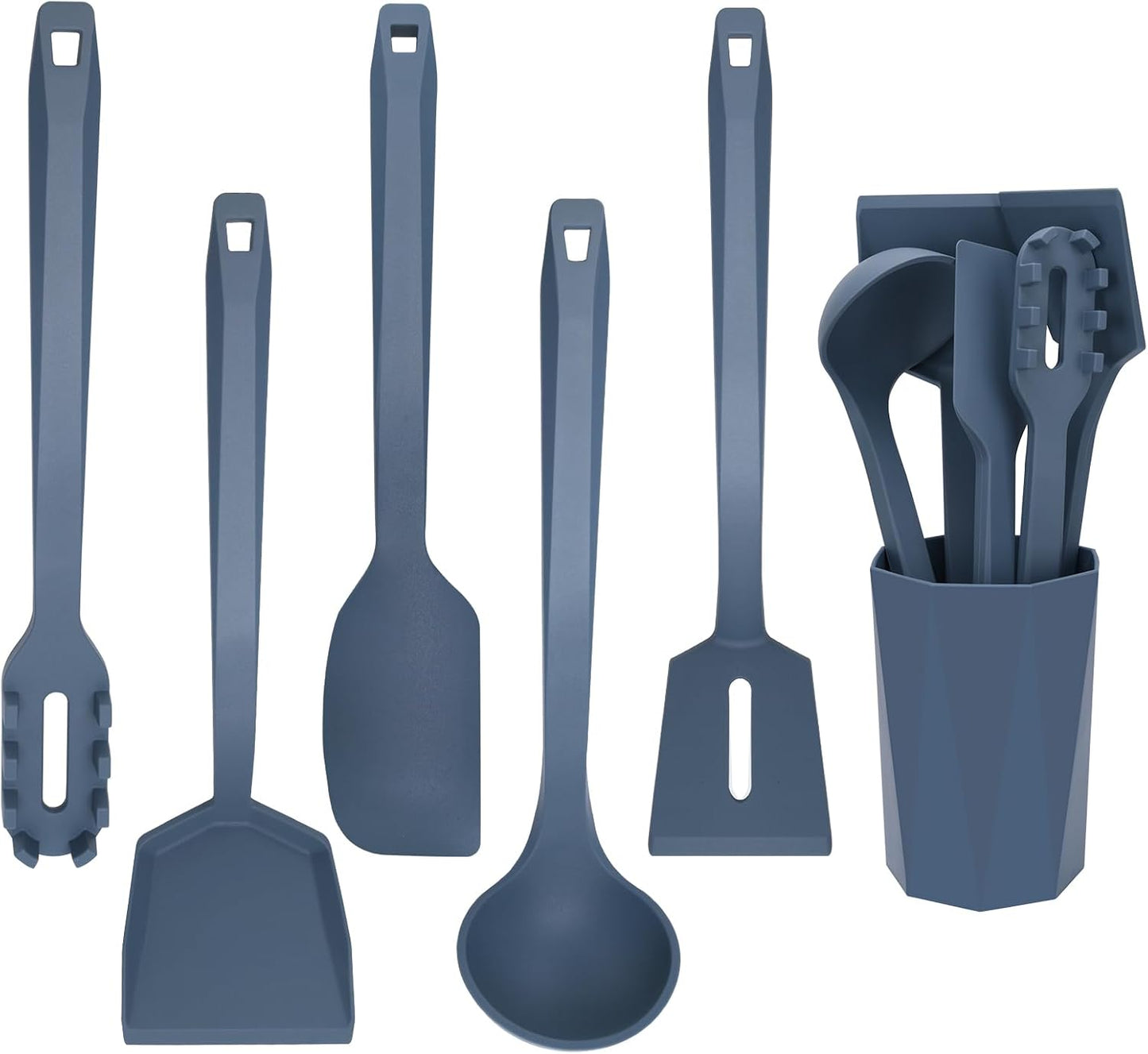 Set 6 Utensilios Silicona Soporte Resistentes Calor Sin BPA