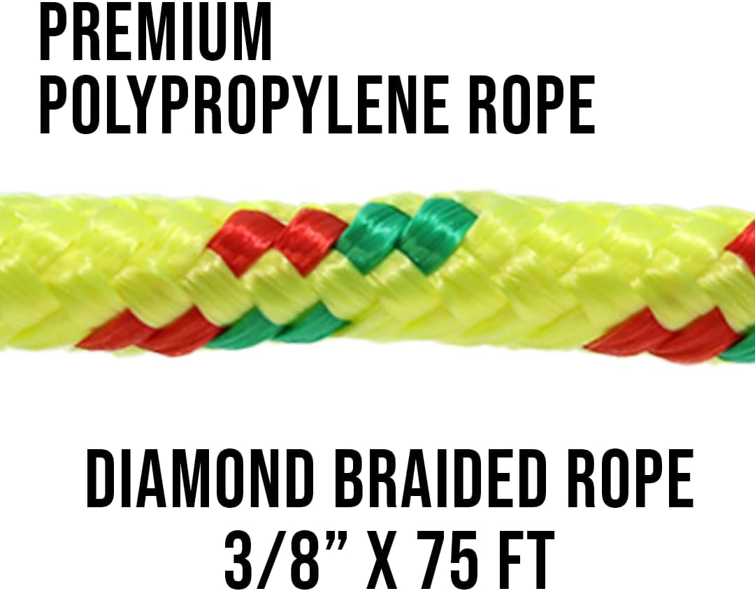 Cuerda trenzada diamante 3/8pulg x75ft resistente UV 2000lb