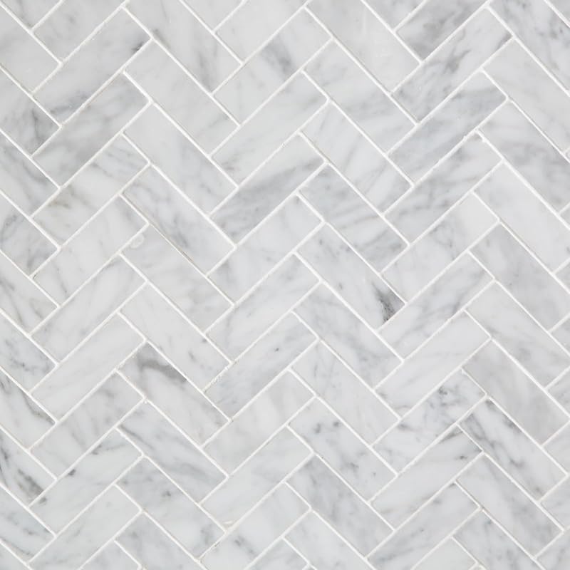 Azulejo mosaico Carrara blanco 1x3" piso cocina baño 5 Pzas