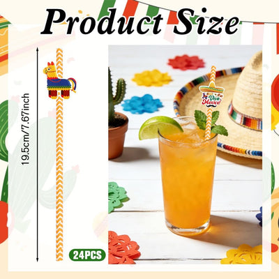 24 popotes a rayas para fiesta mexicana y Cinco de Mayo