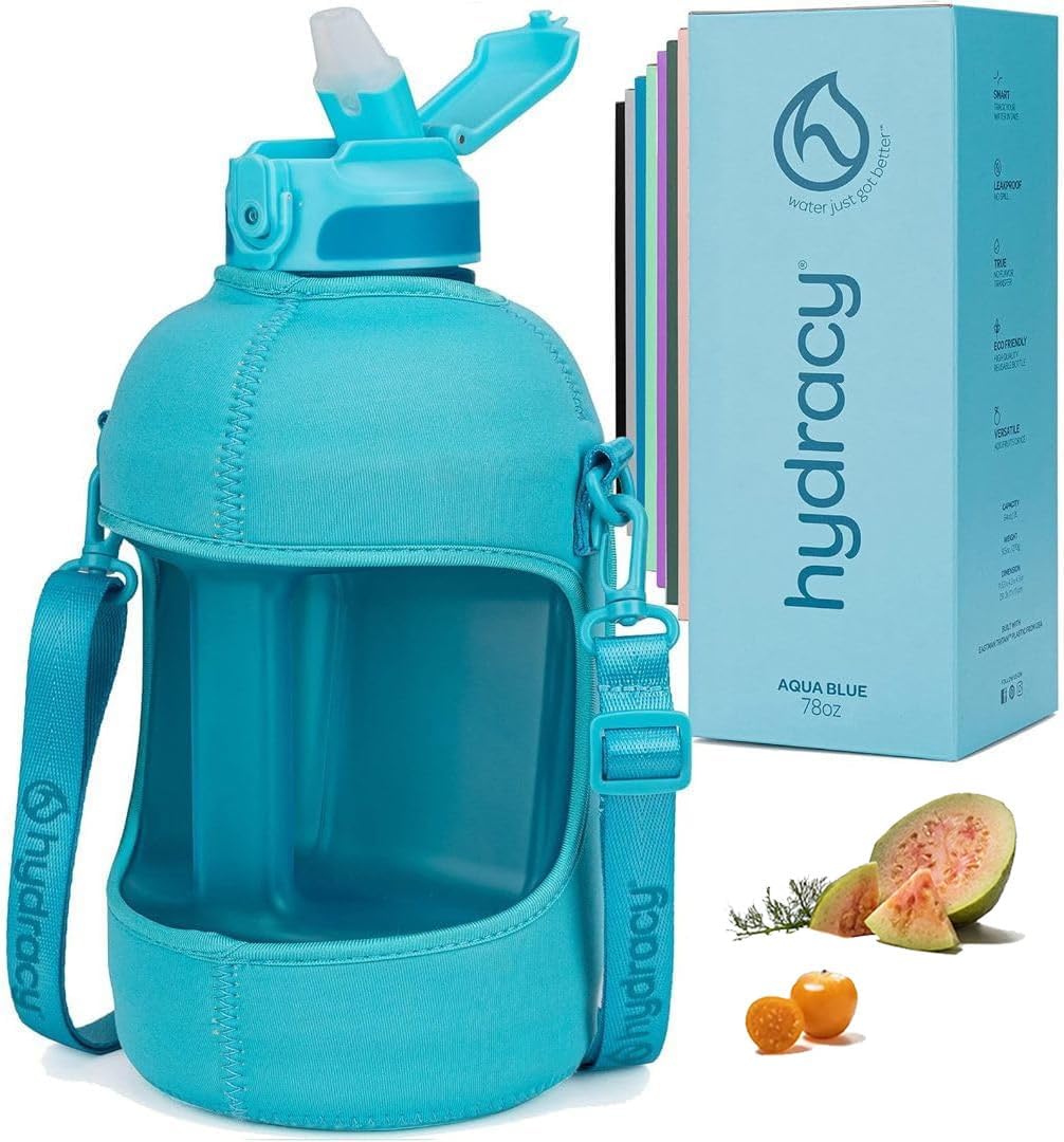 Botella agua motivacional 78oz sin BPA con funda neopreno