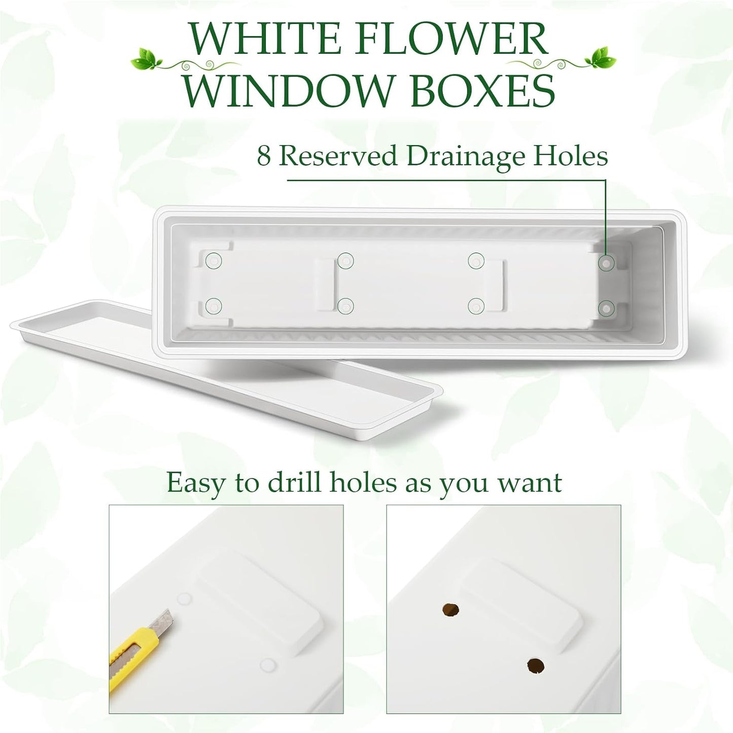 6 Cajas Flores 27" Exteriores con Bandejas Drenaje
